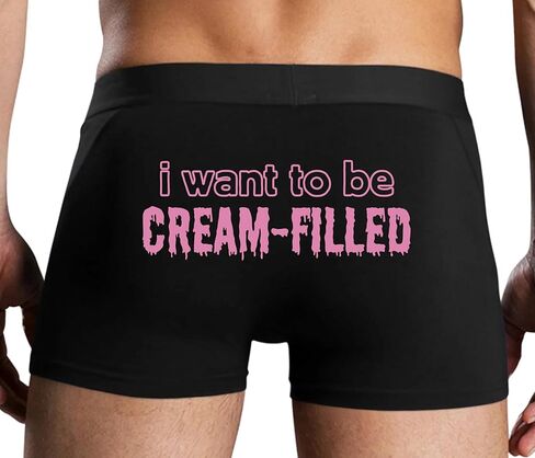 كلسون مطيع أريد أن أكون مملوءًا بالكريمة - cumslut - CREAMPIE - تصميم ملاكم رجالي أسود قابل للخبز بتصميم مثير للبالغين in Kuwait