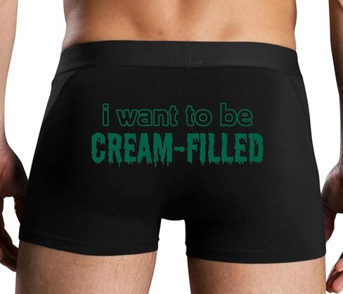 كلسون مطيع أريد أن أكون مملوءًا بالكريمة - cumslut - CREAMPIE - تصميم ملاكم رجالي أسود قابل للخبز بتصميم مثير للبالغين in Kuwait