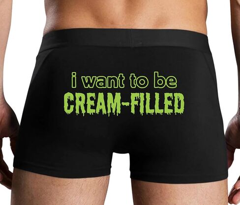كلسون مطيع أريد أن أكون مملوءًا بالكريمة - cumslut - CREAMPIE - تصميم ملاكم رجالي أسود قابل للخبز بتصميم مثير للبالغين in Kuwait
