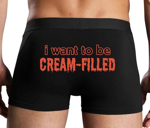 كلسون مطيع أريد أن أكون مملوءًا بالكريمة - cumslut - CREAMPIE - تصميم ملاكم رجالي أسود قابل للخبز بتصميم مثير للبالغين in Kuwait