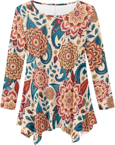 UNICEU Womens Plus Size Tops Casual Long Sleeve T-Shirt with Irregular Hem Pullover T Shirts in Saudi Arabia