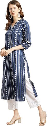 rytras Women's Cotton Printed Straight Kurti (RYT311_Blue_XX-Large) in Saudi Arabia