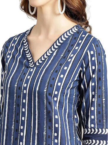 rytras Women's Cotton Printed Straight Kurti (RYT311_Blue_XX-Large) in Saudi Arabia