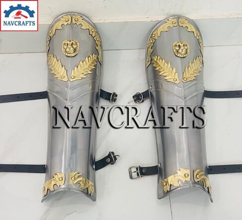 Steel Gladiator Greaves Ancient Roman Medieval Renaissance | Iron Leg Armour Guards Wearable Replica for Cosplay LARP SCA Reenactment Functional Costume Armor Pair Gift for Him in Saudi Arabia