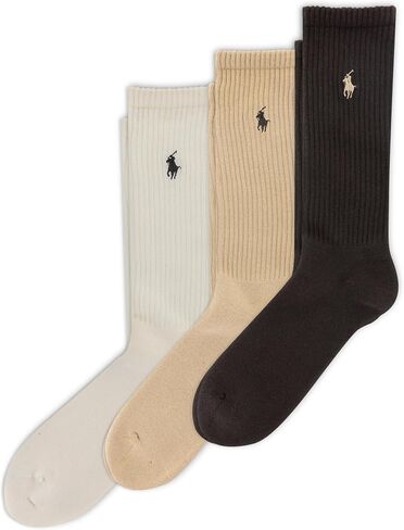 Polo Ralph Lauren Men's PP Rib Crew Sock, 3 Pair Pack, Brown, Men's 6-12.5 in Saudi Arabia