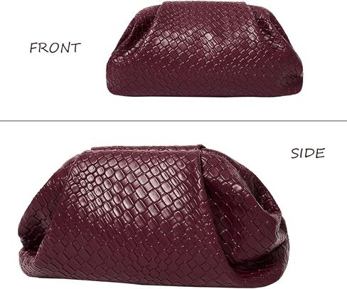 Women’s Woven Evening Bag Clutch Purse, Elegant Dumpling Handbag PU Leather Ruched Bag for Party Cocktail Wedding in Saudi Arabia
