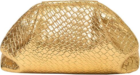 Women’s Woven Evening Bag Clutch Purse, Elegant Dumpling Handbag PU Leather Ruched Bag for Party Cocktail Wedding in Saudi Arabia