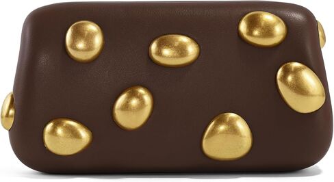 Clutch Purses for Women Formal, Elegant PU Leather Evening Bags with Chain, Trendy Gold Studs Handbags 2026 in Saudi Arabia