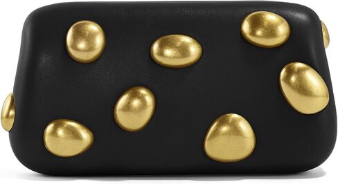 Clutch Purses for Women Formal, Elegant PU Leather Evening Bags with Chain, Trendy Gold Studs Handbags 2026 in Saudi Arabia