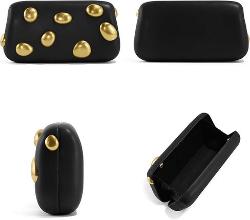 Clutch Purses for Women Formal, Elegant PU Leather Evening Bags with Chain, Trendy Gold Studs Handbags 2026 in Saudi Arabia