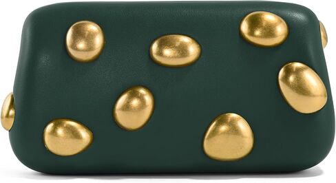 Clutch Purses for Women Formal, Elegant PU Leather Evening Bags with Chain, Trendy Gold Studs Handbags 2026 in Saudi Arabia