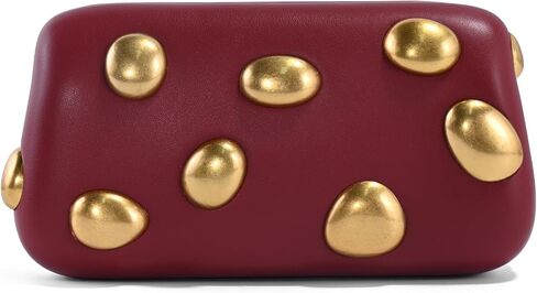 Clutch Purses for Women Formal, Elegant PU Leather Evening Bags with Chain, Trendy Gold Studs Handbags 2026 in Saudi Arabia