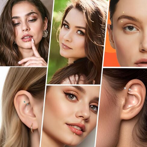 Yolev 18PCS 16g Eyebrow Piercing Jewelry,Surgical Steel Curved Barbell Piercing Jewelry, Vertical Labret Lip Jewelrys, Eyebrow Ring,Rook Piercings for Women Men,8/10/12mm,Balls 3mm in Saudi Arabia