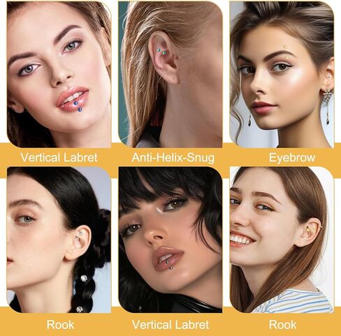 Yolev 18PCS 16g Eyebrow Piercing Jewelry,Surgical Steel Curved Barbell Piercing Jewelry, Vertical Labret Lip Jewelrys, Eyebrow Ring,Rook Piercings for Women Men,8/10/12mm,Balls 3mm in Saudi Arabia