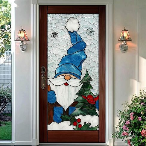 Reindeer Stained Glass Decorative Privacy Film Winter Holiday Window Cling Christmas Tree Seasonal Window Sticker for Home Kitchen Living Room 17.7 x 39.3 Inch in Saudi Arabia