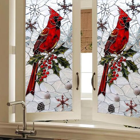Reindeer Stained Glass Decorative Privacy Film Winter Holiday Window Cling Christmas Tree Seasonal Window Sticker for Home Kitchen Living Room 17.7 x 39.3 Inch in Saudi Arabia