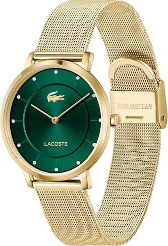 Lacoste Crocorigin Women's 2H Quartz Watch – 35mm Slim Case, Crystal Sunray Dial, Mesh Bracelet, Elegant and Versatile - Gift for Her in Saudi Arabia