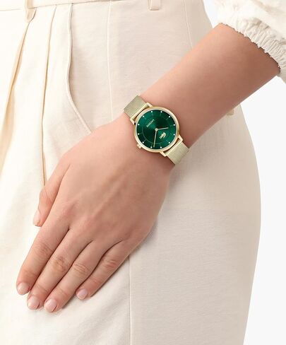 Lacoste Crocorigin Women's 2H Quartz Watch – 35mm Slim Case, Crystal Sunray Dial, Mesh Bracelet, Elegant and Versatile - Gift for Her in Saudi Arabia