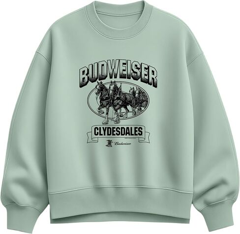 Hybrid Apparel Budweiser - Budweiser Clydesdales - Ladies Oversized Fleece Crew Sweatshirt in Saudi Arabia