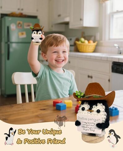 Cute Positive Emotional Support Crochet Penguin Doll with Removable Hat & Base, Handmade Stuffed Animal Room/Office/Desk Decor Birthday for Women/Men/Teens in Saudi Arabia