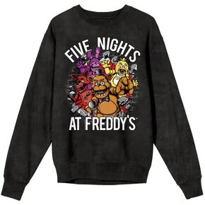 سويت شيرت Bioworld Five Nights At Freddy's Character Burst Adult Mineral Wash ذو رقبة دائرية وأكمام طويلة in Kuwait