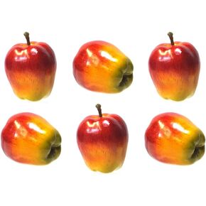 Vasefill 6-Pack Artificial Red Apple Round Plastic Apples Fruit Six Pieces Fake Fuji Jonathan Manzana in Saudi Arabia