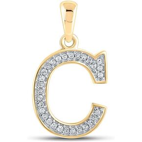 10kt Yellow Gold Womens Round Diamond Initial C Letter Pendant 1/12 Cttw in Kuwait