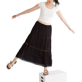 AEROPOSTALE Women's Lace Trim Solid Maxi Skirt in Saudi Arabia