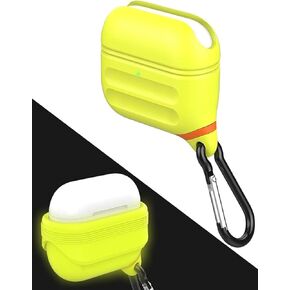 HALLEAST for AirPods 4 Case Waterproof, Front LED Visible & Support Wireless Charging, Protective Silicone Case Cover Compatible with for AirPods 4 Accessories, US Patent, Nightglow Yellow in Kuwait