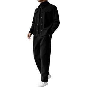 SOLY HUX Men's Jacket Suit Set 2 Piece Casual Outfits Long Sleeve Button Down Shirt Jackets Pants Clothes in Saudi Arabia