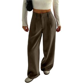 GORGLITTER Women's Low Rise Trousers Dress Pants Casual Dressy Pleated Wide Leg Business Work Slacks Pants in Saudi Arabia