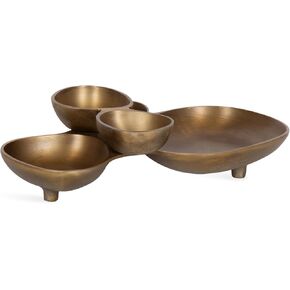 Kate and Laurel Cluso Modern Metal Tabletop Footed Cluster Tray, 14 x 10, Antique Brass, Sculptural Cast Aluminum Food-Safe Tray for Kitchen or Entryway Decor in Saudi Arabia