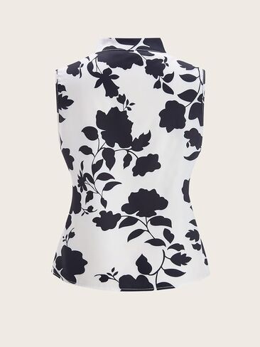 Women's Summer Floral Sleeveless Blouses Dressy Casual Notch V Neck Work Tops in Saudi Arabia