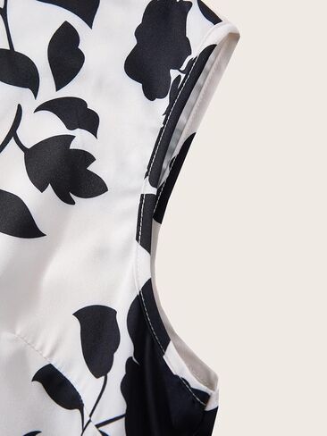 Women's Summer Floral Sleeveless Blouses Dressy Casual Notch V Neck Work Tops in Saudi Arabia