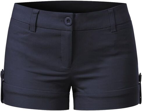 MixMatchy Women's Casual Body Enhancing Comfort Cuffed Shorts with Pockets in Kuwait