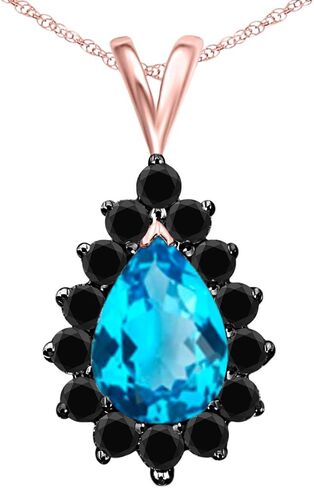 قلادة ألماس على شكل كمثرى عيار 1.50 قيراط من الذهب الخالص عيار 10 قيراط مع سلسلة من الفضة الاسترليني in Kuwait