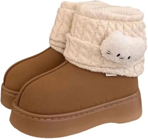 المرأة فو الفراء التمهيد أحذية الثلوج لطيف هريرة تصميم سميكة غامض أفخم أحذية الشتاء Y2k الاشياء الجمالية لطيف in Kuwait