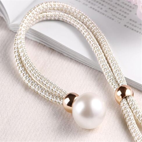 2pcs Classic Style Magnetic Curtain Tiebacks, Magnet Weave Rope Holdbacks for Home and Room Décor White in Saudi Arabia