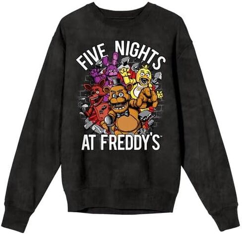 سويت شيرت Bioworld Five Nights At Freddy's Character Burst Adult Mineral Wash ذو رقبة دائرية وأكمام طويلة in Kuwait