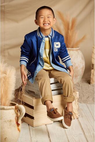 حذاء رياضي كاجوال للأولاد من Sperry Spinnaker قابل للغسل - جلد/قماش قابل للغسل في الغسالة، راحة من الإسفنج الذكي، نعل خارجي مطاطي لا يترك علامات in Kuwait