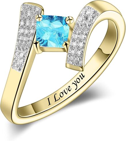 Personalized Sterling Silver Names Ring with 1-9 Simulated Birthstones for Women Free Engraving Family Rings for Mother Grandma Christmas Gifts for Her in Saudi Arabia