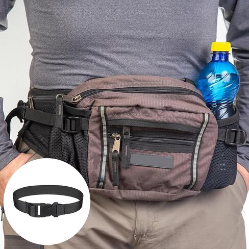 MECCANIXITY 4pcs Fanny Pack Extender Strap, 12" x 1" Belt Bag Waist Bag Extension Strap for Fanny Pack, Pouch, Backpack, Black in Saudi Arabia