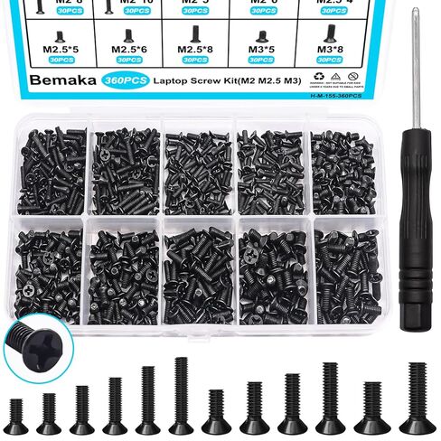 500PCS Laptop Screws Notebook Computer Screws Kit 20 Sizes Blue Nylok Screws M2 M2.5 M3 Laptop Replacement Computer Screws for Motherboard SSD PC Fan Hard Drive in Saudi Arabia