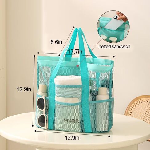 Mesh Tote Bag for Beach and Daily Use, Spacious Durable Travel Shopping Bag in Saudi Arabia