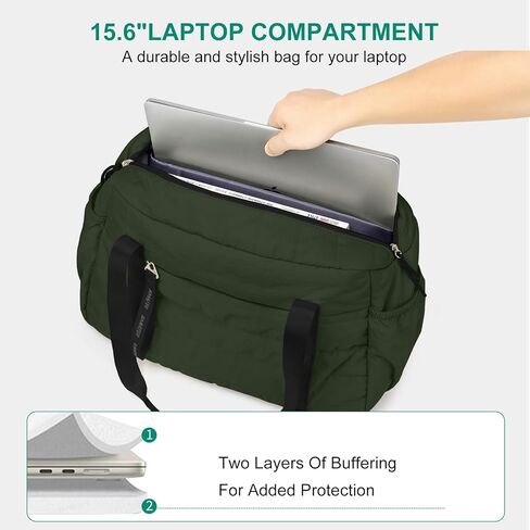Tote Bag for Women Lightweight Quilted Puffy, Everyday Shoulder Bag Holds 15.6 Inch Laptop for Work Travel Gym in Kuwait
