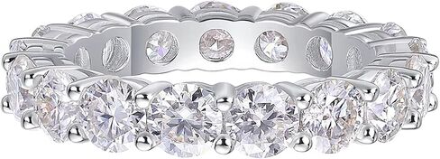 Dazzlingrock Collection 4.25 Carat GRA Certified D Color VVS1 Round Eternal Radiance Moissanite Eternity Wedding Band for Women in 925 Sterling Silver in Saudi Arabia
