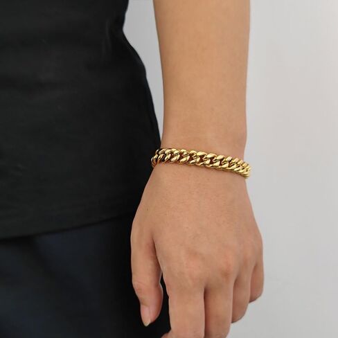 18K gold Cuban men's and women's bracelet with convenient buckle, fashionable and prestigious holiday gift in Saudi Arabia
