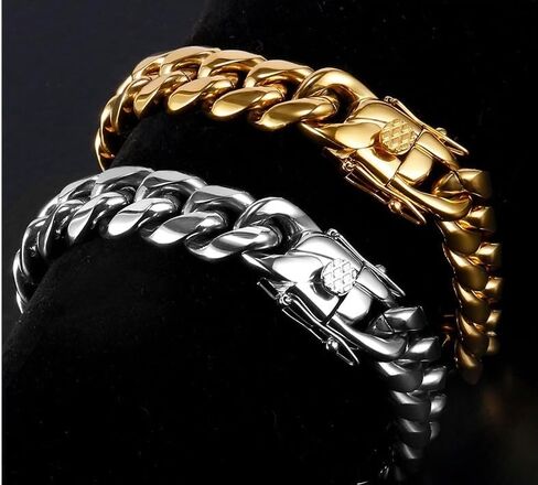 18K gold Cuban men's and women's bracelet with convenient buckle, fashionable and prestigious holiday gift in Saudi Arabia