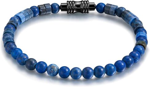 TRUMIUM Beaded Bracelets for Men Women Hematite 6mm Lapis Lazuli Mens Bracelet Gemstone Jewelry for Him 7.5/8.3/9 Inch Length in Saudi Arabia