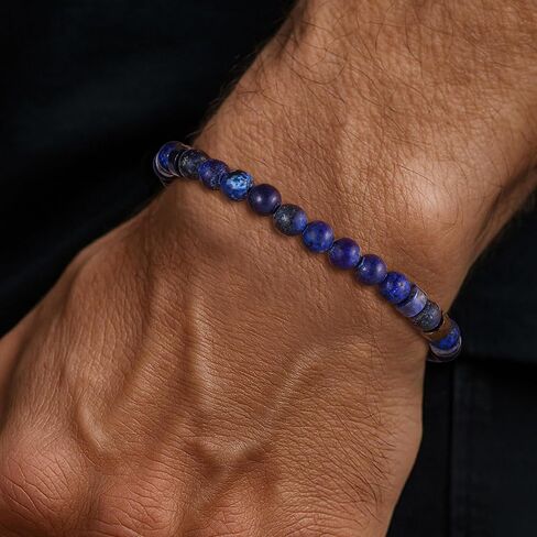 TRUMIUM Beaded Bracelets for Men Women Hematite 6mm Lapis Lazuli Mens Bracelet Gemstone Jewelry for Him 7.5/8.3/9 Inch Length in Saudi Arabia